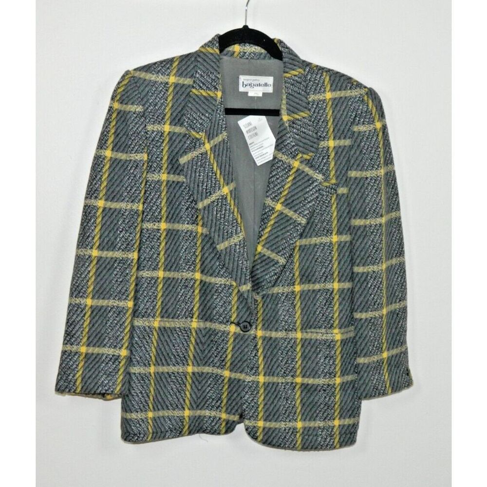Bagatelle Blazer Size 10 Gray and Yellow Plaid Vintage